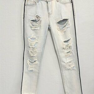 Ashley Mason Light Blue Distressed Boyfriend Jeans